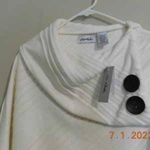 Le Moda Ladies Cream Big Button Pleated Poncho One Size